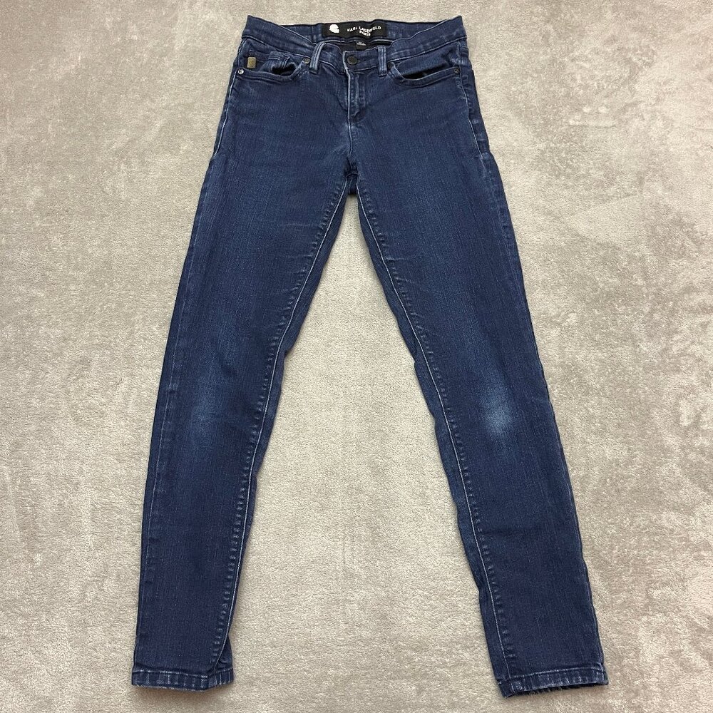 Karl Lagerfeld Paris Jeans Women Size 6 Blue Skinny Stretch Denim Mid Rise